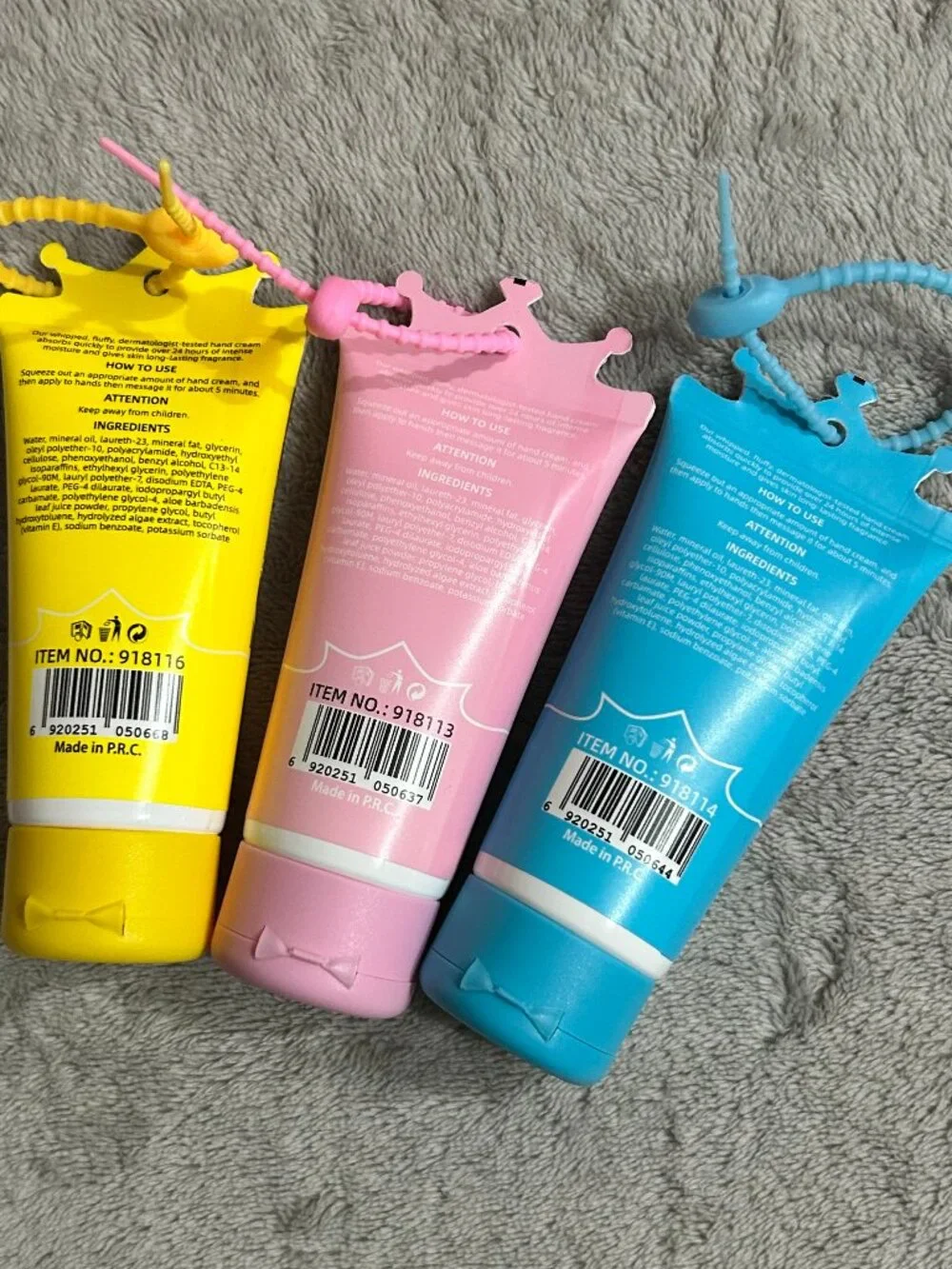 Princess Inspired Travel Hand Cream Trio with Silicone Holders Set of 3